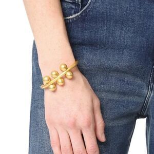 New Madewell Sculptural Gold Tone Brass Spheres Art Cuff Globe Bracelet Boho